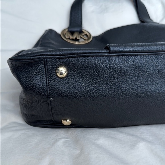 Michael Kors Black Pebbled Leather Tote with Gold Accents - Picture 2 of 10